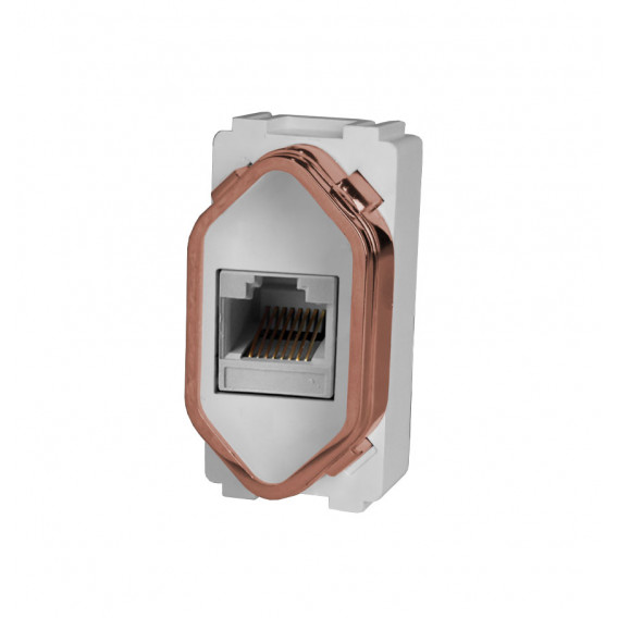 Módulo RJ45 (Internet) - Novara Branco C/ Ouro Rose